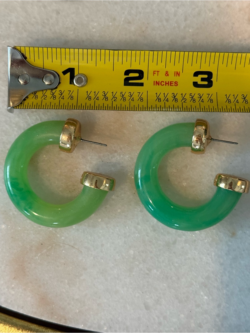 Kenneth Jay Lane Green Jade Hoop Earrings - Picture 5 of 6